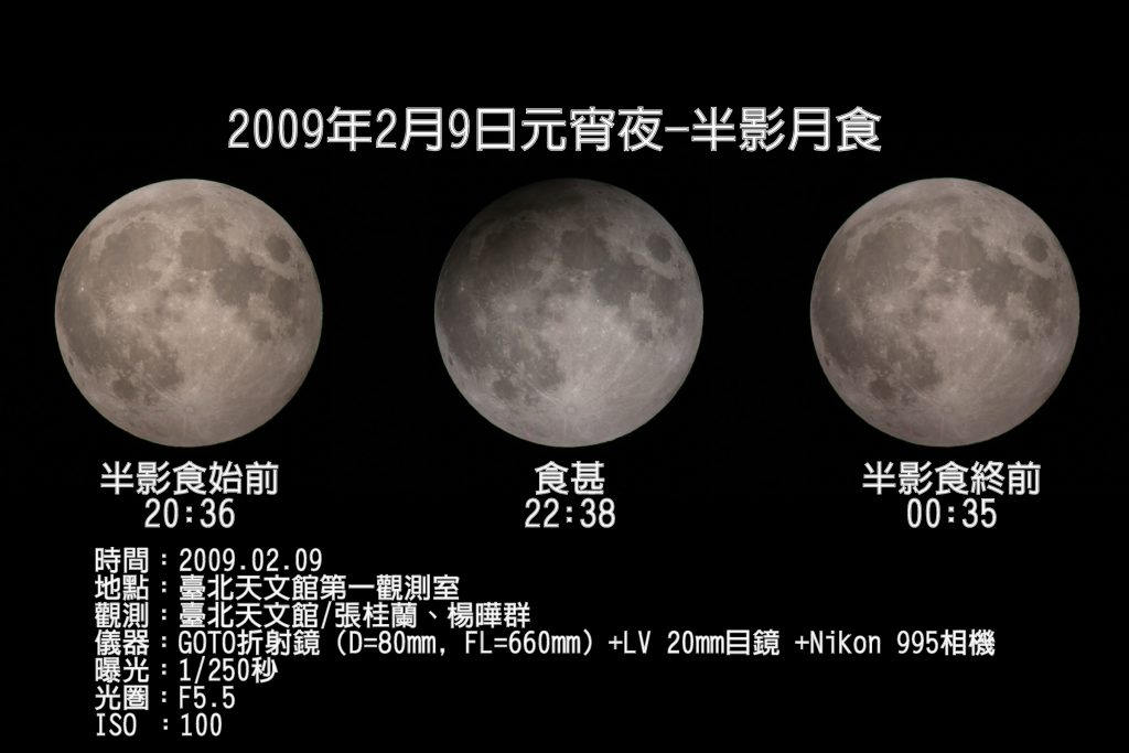 2009年2月9日的半影月食影像。